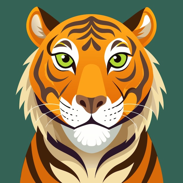 a tiger with green eyes and a green background