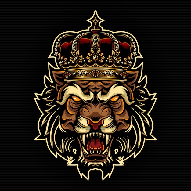 Tiger with King Crown illustration