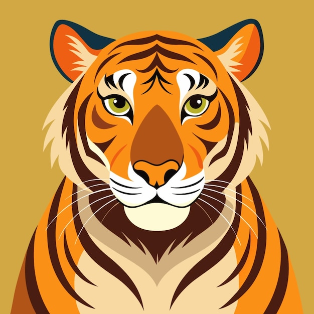 a tiger with a yellow background that has a tiger on its face