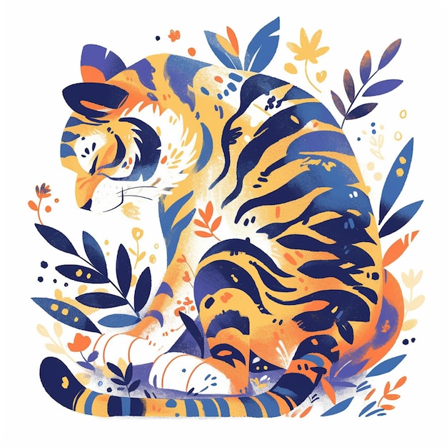 Tigers in traditional patterns