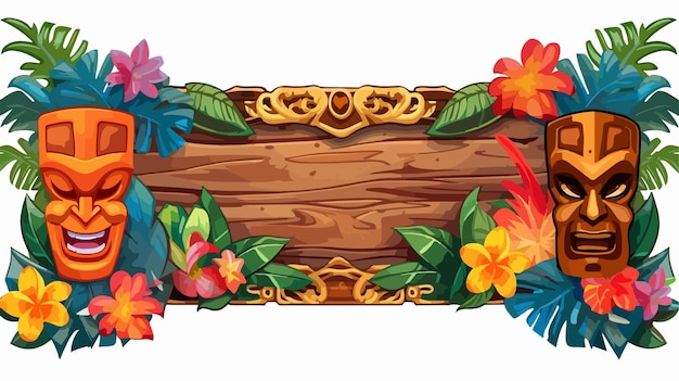 Vector tiki banner hawaiian beach bar poster background