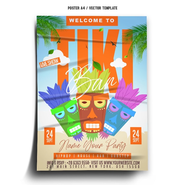 Tiki Bar Poster Template