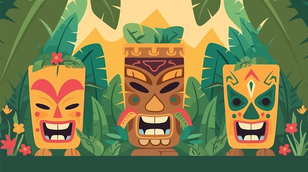 Tiki festival background vector illustration