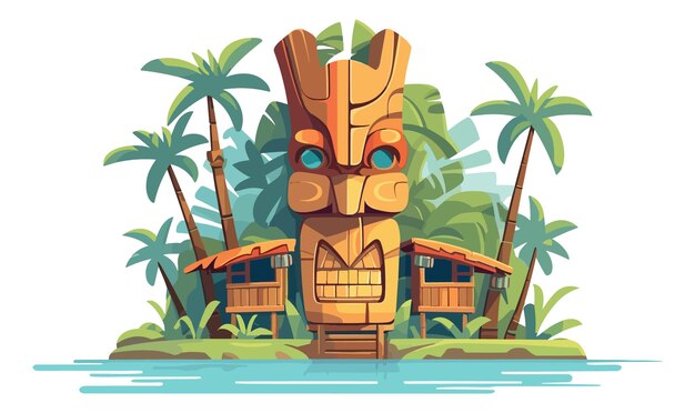 Tiki festival island tiki island vector illustration for tshirt design wall paper and printing