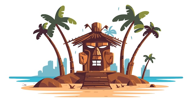 Tiki festival island tiki island vector illustration for tshirt design wall paper and printing