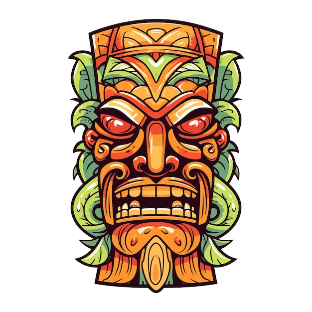 Tiki festival tiki man vector illustration tiki man art for tshirt design sticker and wall art