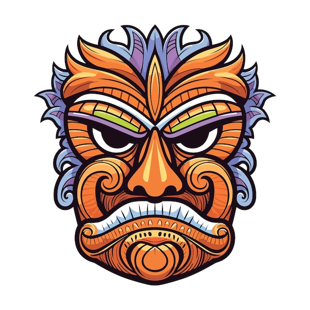 Tiki festival tiki mask vector illustration tiki masks for tshirt design sticker and wall art