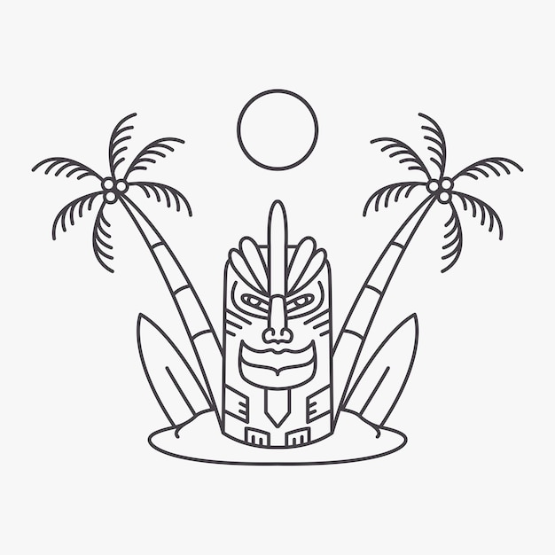 Tiki Island Summer Holiday Illustration for Apparel Design