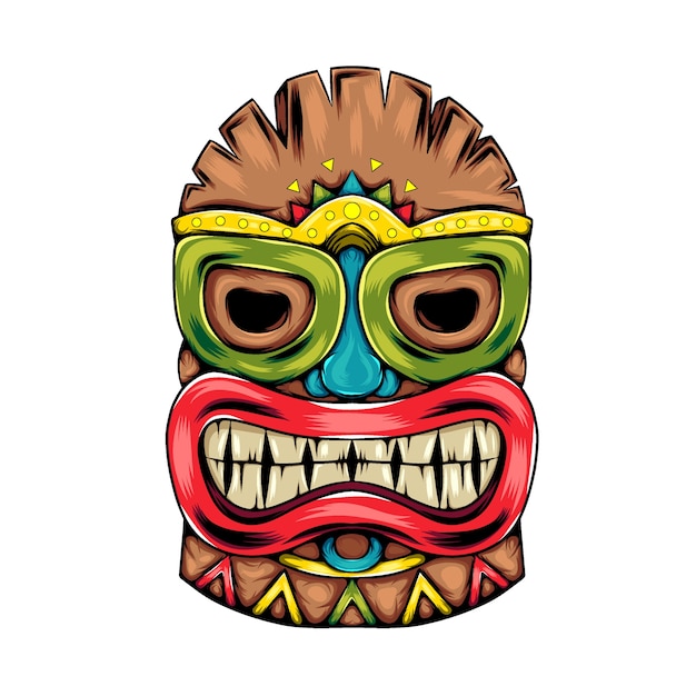 tiki island traditional mask with the big smile of the mask for the party