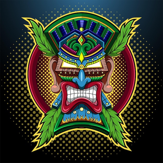 Tiki mask esport mascot logo