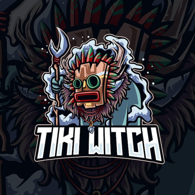 Tiki Mask Mascot Logo