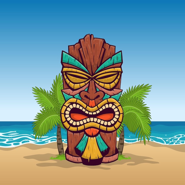 Tiki Traditional Pacific Mask at the Beach