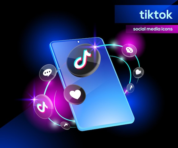 tiktok 3d logo icons sophisticated with smartphone