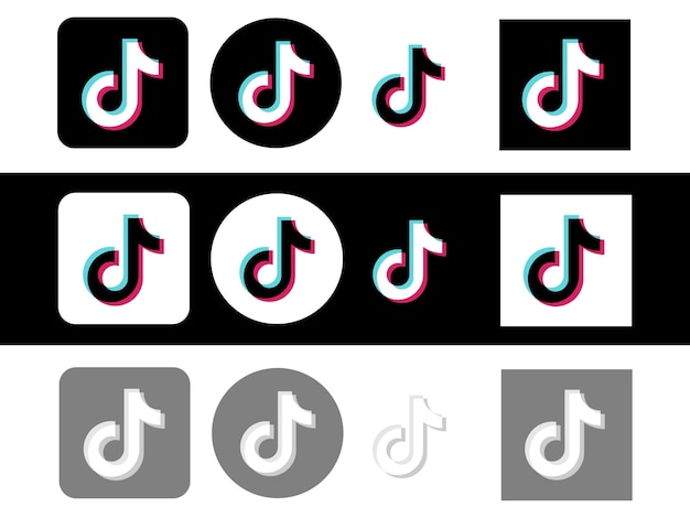 tiktok icons set design vector