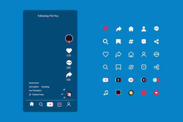 Vector tiktok interface concept
