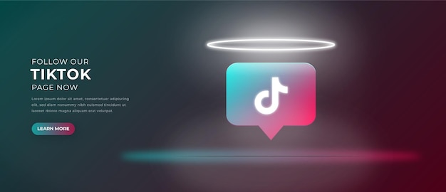 TikTok logo icon with 3d light effect banner Premium Vector