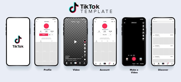 Vector tiktok mobile app vector mock up template pages