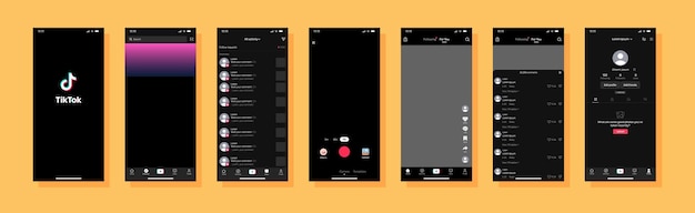 Vector tiktok set tiktok screen tik tok mockup social networks social media interface template tiktok photo frame social network interface template app screen