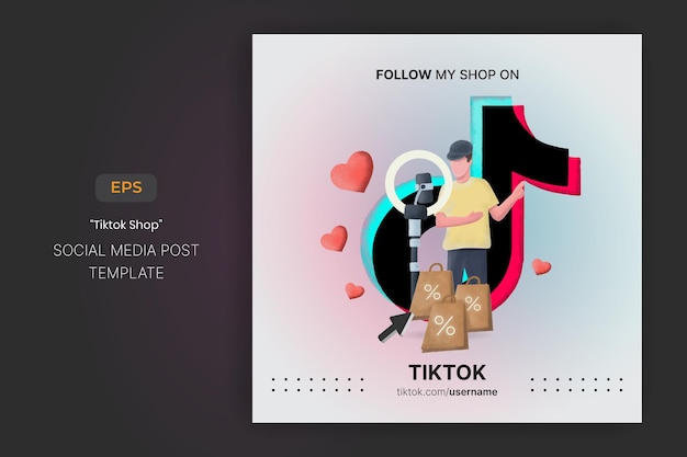 Vector tiktok shop follow me business page promotion banners and social media post template