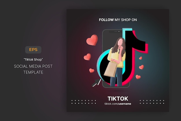 Vector tiktok shop follow me business page promotion banners and social media post template