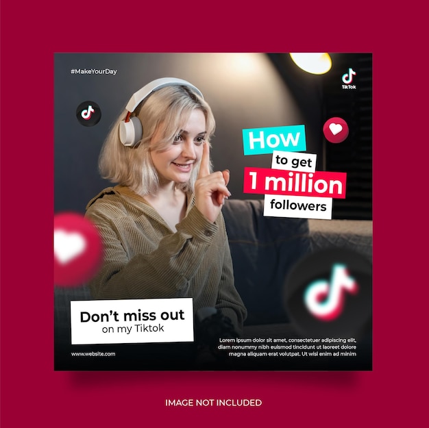 Vector tiktok social media post web banner template