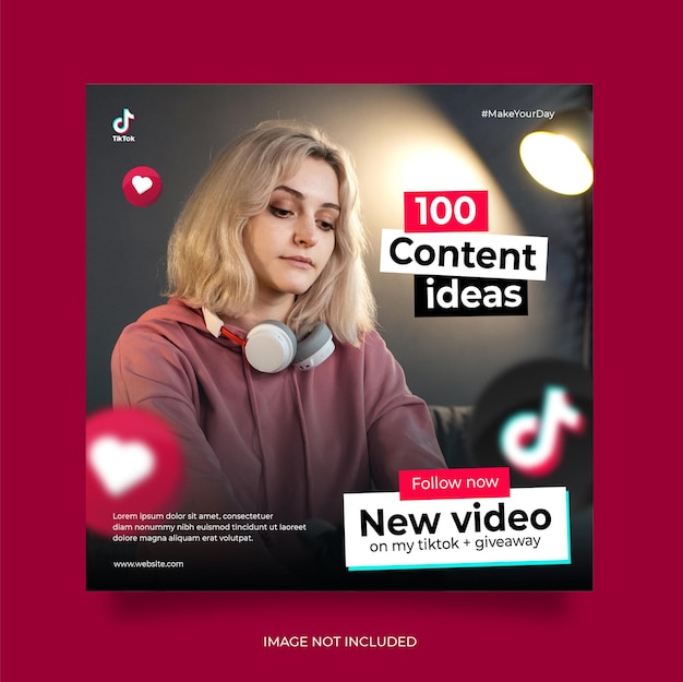 Tiktok social media post web banner template