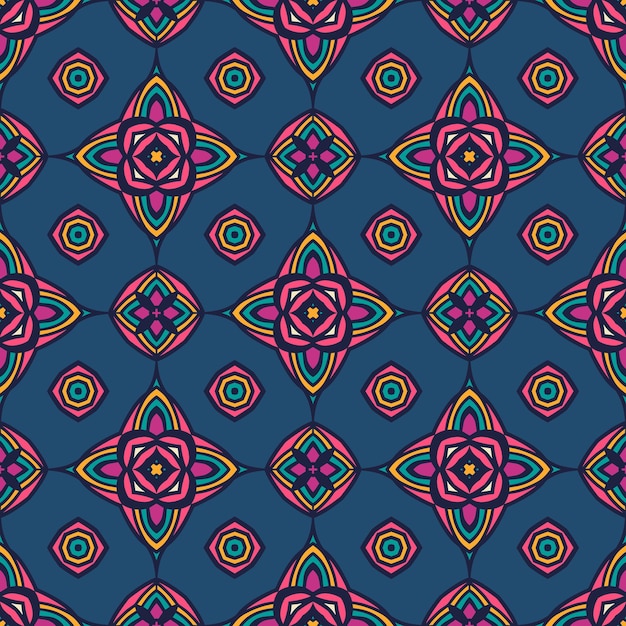 Tiled ethnic pattern for fabric. Abstract mosaic seamless pattern