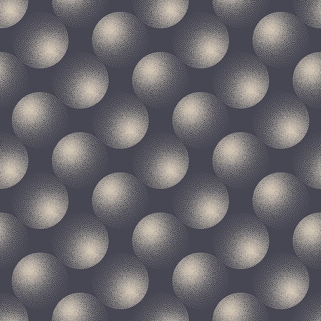 Vector tilt grainy spheres seamless pattern vector monotone gray abstract background