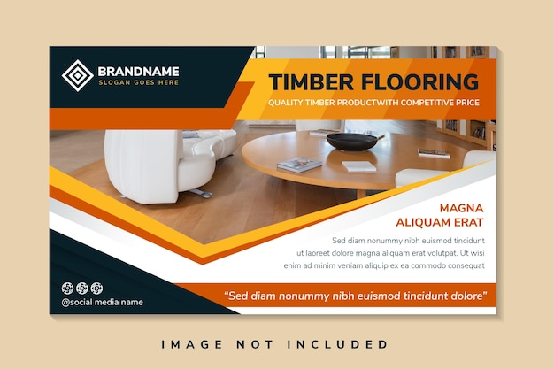 Timber Flooring construction banner template for a report and brochure design flyer banner