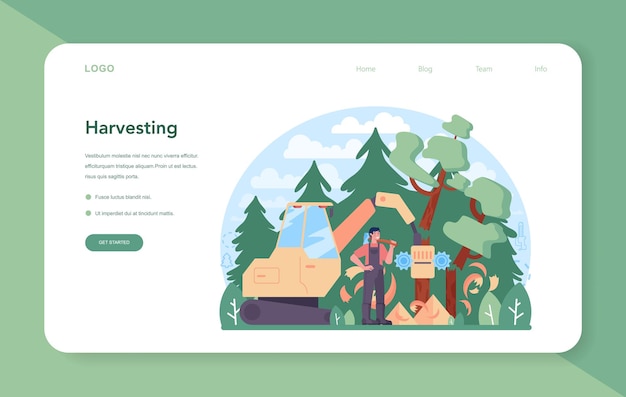 Timber industry and wood production web banner or landing page