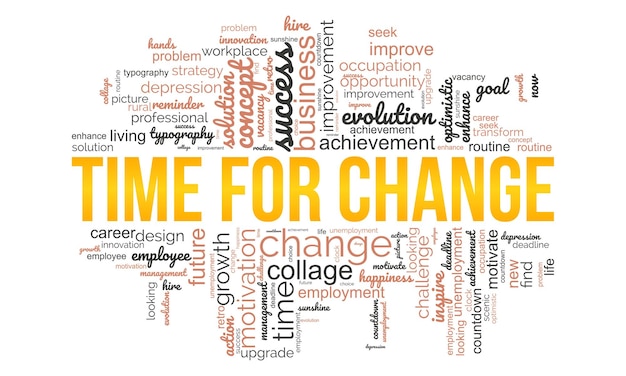 Time for change word cloud template Business concept vector background