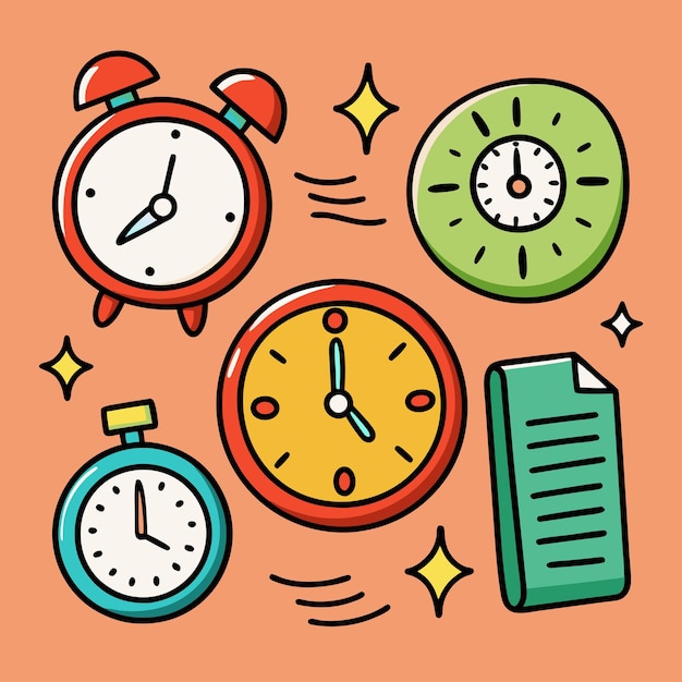 Time and Clock Vector Icons Simple and Clean