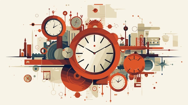 Time and Clocks Flat Vector Design on White Background for Professional Usage