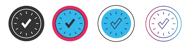 Time different style icons set Outline and filled vector sign