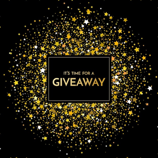 Time for a giveaway banner template It s time for a Giveaway phrase on dark glitter background Christmas and New Year giveaway holiday baner template Vector illustration