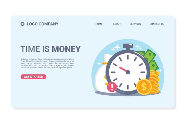 Time is money banner web template and Landing Page