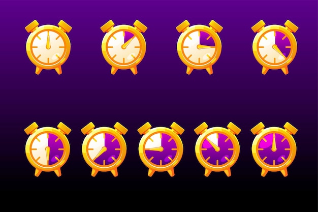 Time line bar vector clock icons for game