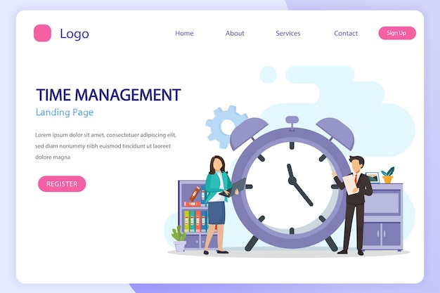 Time management concept Flat vector template Style Suitable for Web Landing Page Background