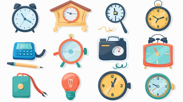 Vector time management icon sticker collection