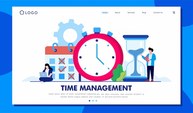 Vector time management landing page website illustration template