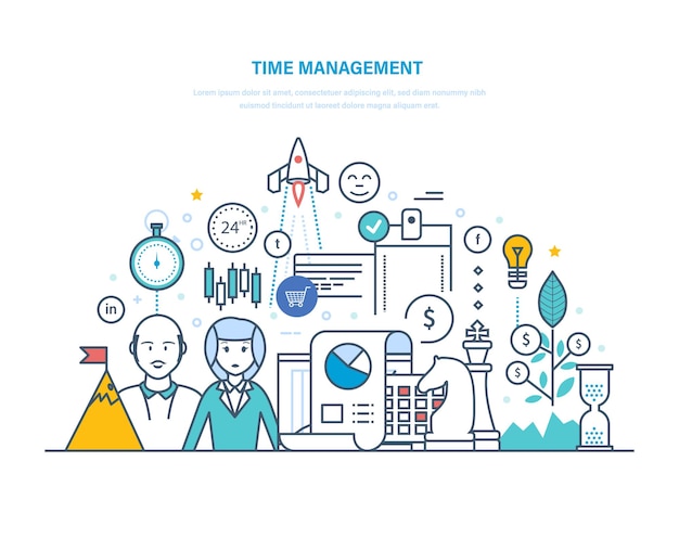 Time management Planning and organization of working hours regulation teamwork