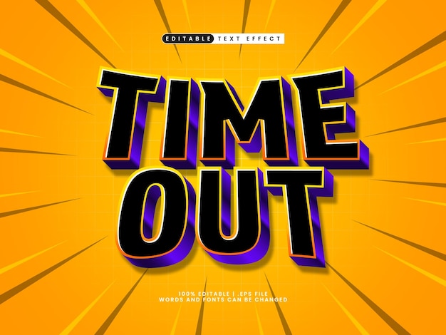 time out 3d editable text effect in game style