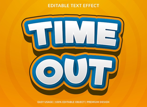 time out editable text effect template with 3d style and abstract background