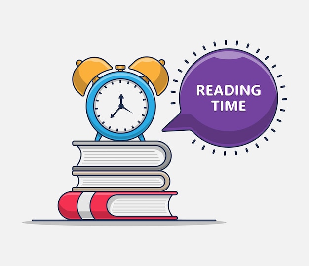 Time reading book icon illustration