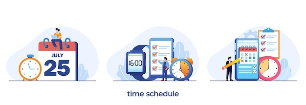 Time schedule time management deadline concept planner start up calender flat vector illustration banner