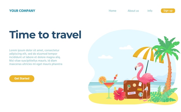 Time to travel concept landing page sea rest