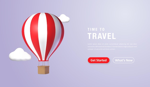 Time to travel landing page concept