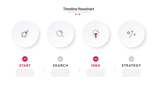 Timeline 4 options infographic for presentations workflow process diagram flow chart report