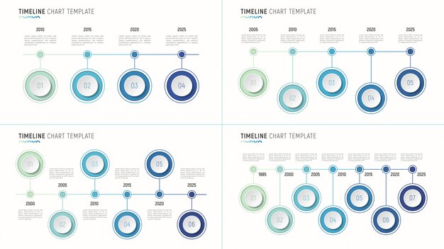 Vector timeline chart infographic template for data visualization. 4-7