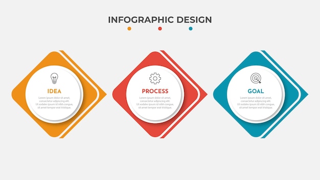 Timeline infographic design with circle for business template Vector 3 steps